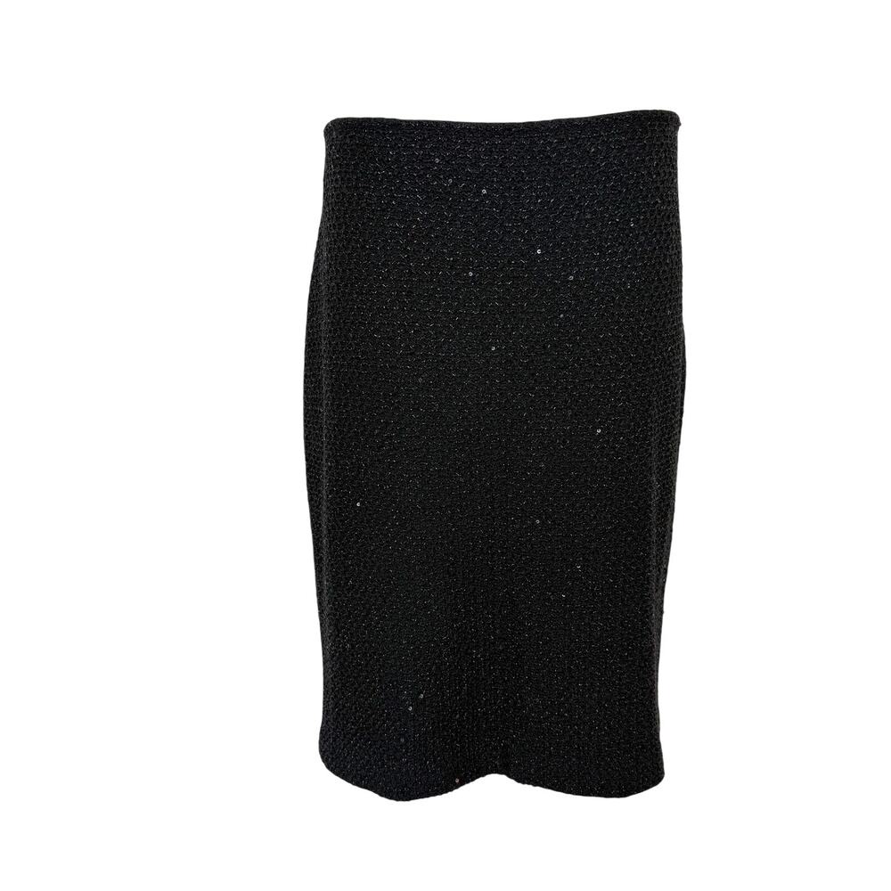 St. John Textured Tweed Knit Pencil Skirt Speckled Sequin Sparkly Size 14